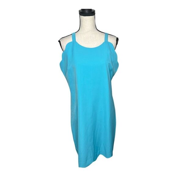 SUNSET & SWEET TEA Sky Blue Scalloped Dress. Size Large - Picture 1 of 7